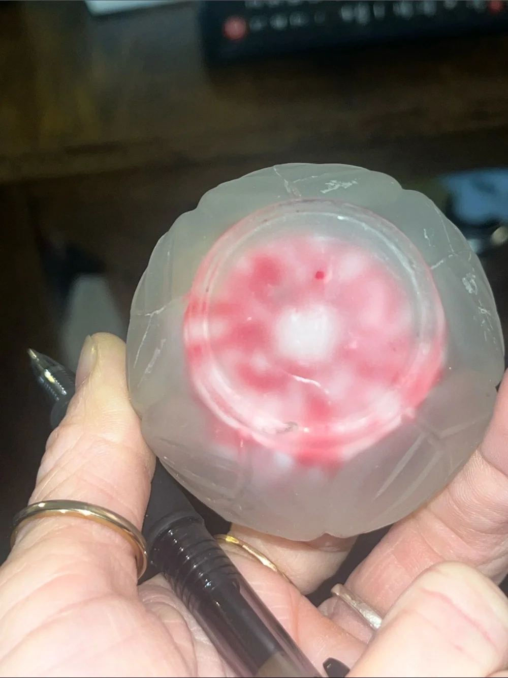 PartyLite Frosted Lotus Blossom Pin Cushion Glass Candle Holder 284